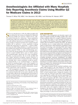 Anesthesiologists Are Affiliated with Many Hospitals Only Reporting