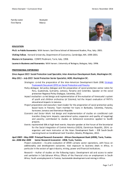 Family name Stampini First Name Marco EDUCATION Ph.D. in