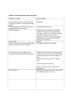 AGREED ACTIONS FOR PATIENT GROUP 2015/2016