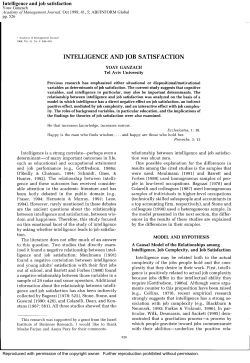 Intelligence and job satisfaction