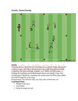Activity- Tunnel Passing Set Up Two players face each other at a