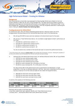 High Performance Model &ndash; Funding for Athletes