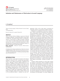 Initiation and Maintenance of Motivation in Second