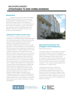 BACKGROUNDER : STRATEGIES TO END HOMELESSNESS