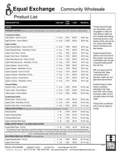 Equal Exchange Community Wholesale Product List