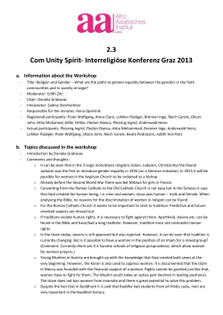 2.3 Com Unity Spirit- Interreligi&ouml;se Konferenz Graz 2013 Information