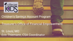 Children*s Savings Account Program Treasurer*s Office of Financial