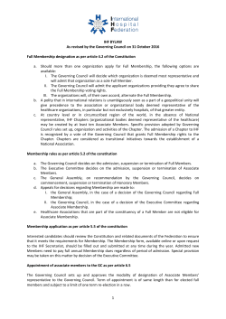 IHF BYLAW As revised by the Governing Council on 31 October