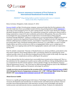 Eurocor announces treatment of First Patients in International