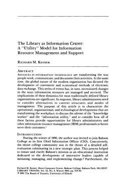 The Library as Information Center: A &ldquo;Utility&rdquo; Model for Information