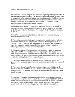 Meeting Minutes October 21st, 2012 The Physician Learning