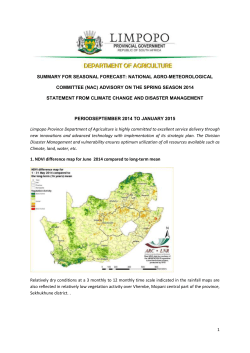 Summary for seasonal forecast for the period September 2014 to