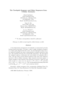 The Toothpick Sequence and Other Sequences from Cellular