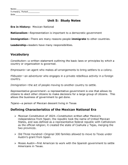 Defining Characteristics of the Mexican National Era