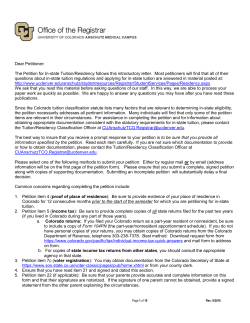 Dear Petitioner: The Petition for In-state Tuition/Residency follows