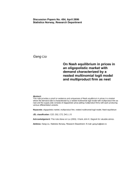 Gang Liu On Nash equilibrium in prices in an oligopolistic