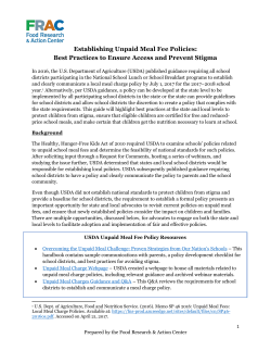 Establishing Unpaid Meal Fee Policies