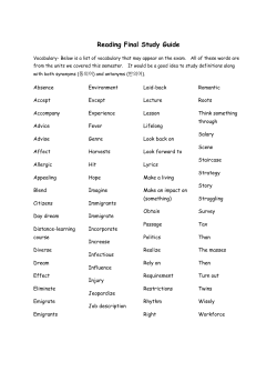 Reading Final Study Guide