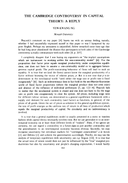 THE CAMBRIDGE CONTROVERSY IN CAPITAL THEORY: A REPLY