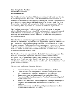 First Presbyterian Preschool Director Position