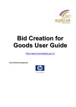Bid Creation for Goods User Guide