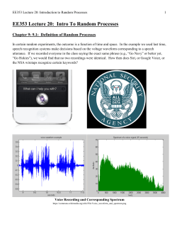 EE353 Lecture 20: Intro To Random Processes