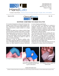 March 2016 No. 39 NEOPRENE: SOMETIMES THE UNIQUE