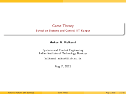 Game Theory School on Systems and Control, IIT Kanpur