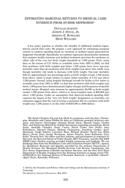 ESTIMATING MARGINAL RETURNS TO MEDICAL CARE