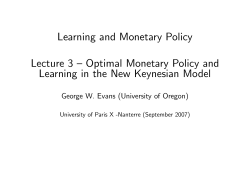 Learning and Monetary Policy Lecture 3 &mdash; Optimal Monetary Policy
