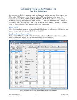 Split Second Timing for USSA Masters FAQ First Run Start Order