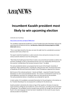 Incumbent Kazakh president most likely to win upcoming election