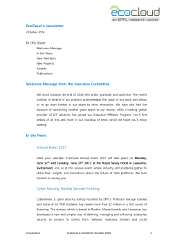 EcoCloud e-Newsletter October 2016
