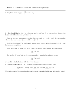 Section 11.2 One-Sided Limits and Limits Involving Infinity: 1. Graph