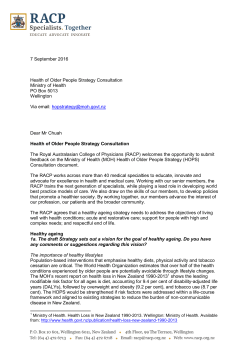 7 September 2016 Health of Older People Strategy