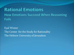 Rational Emotions How Emotions Succeed When Reasoning Fails