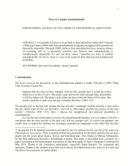 1 Ways to Commit Autoinfanticide1 FORTHCOMING, JOURNAL OF