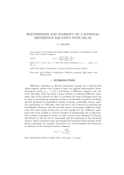 boundedness and stability of a rational difference equation with delay
