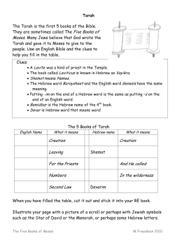 Creation Creation Leaving For the Priests And He called Numbers In