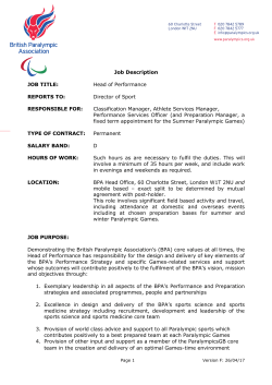 Job Description - Head of Performance