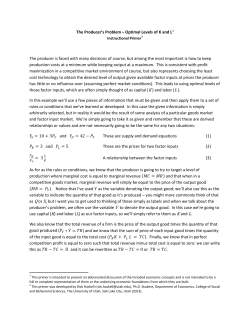 The Producer`s Problem &ndash; Optimal Levels of K and L1 The producer