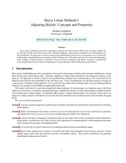 Bayes Linear Methods I Adjusting Beliefs: Concepts and Properties