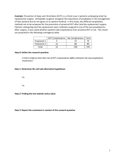 Example: Prevention of deep vein thrombosis (DVT) is a critical