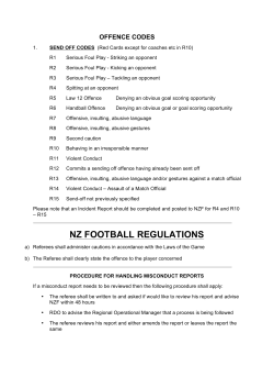 offence codes - Central Football