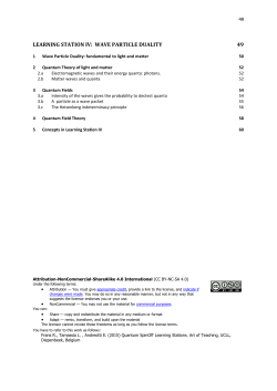 Learning station IV: Wave Particle Duality