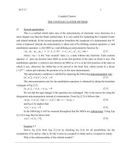 DE COUPLED CLUSTER METHODE