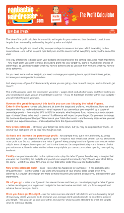 The Profit Calculator - The Fantastic Hairdresser