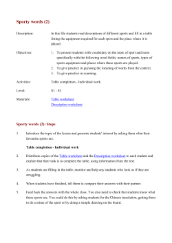 Sporty words (2) Description: In this file students read descriptions of