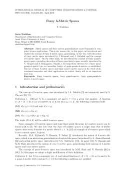 Fuzzy b-Metric Spaces 1 Introduction and preliminaries