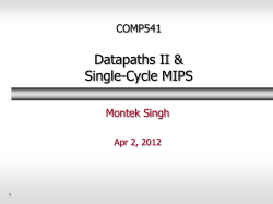 Single-Cycle MIPS - UNC Computer Science